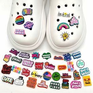 20pcs English Phrases Croc Charms